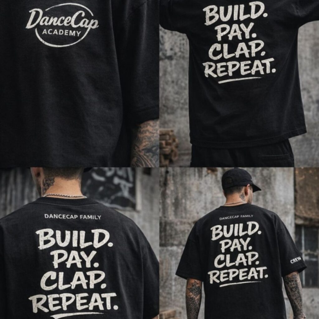 Koszulka oversize - BUILD. PAY. CLAP. REPEAT.